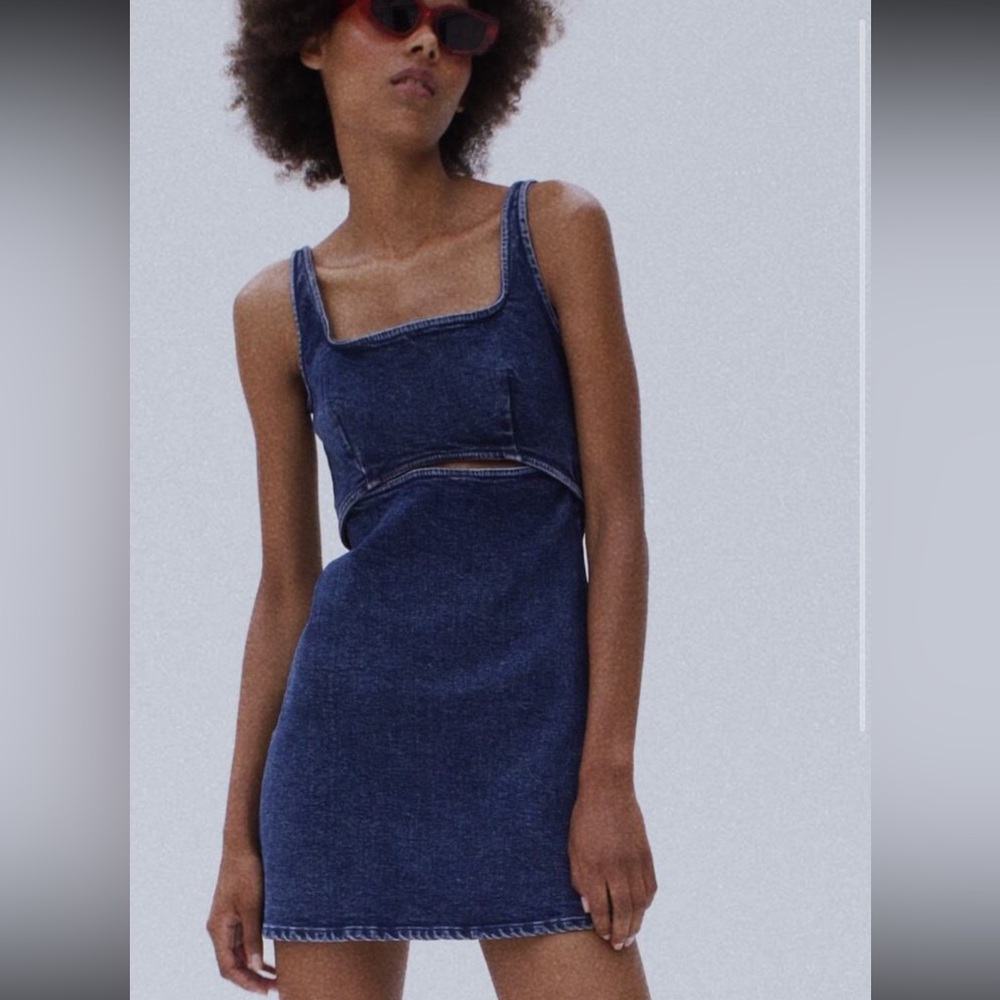 Zara Blue Denim Dress with cutout